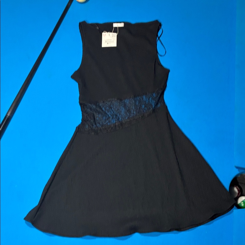 Zara Black Sexy Textured Sleeveless Dress
